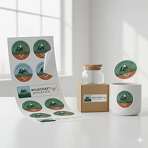 Transparent vinyl sticker on clear packaging